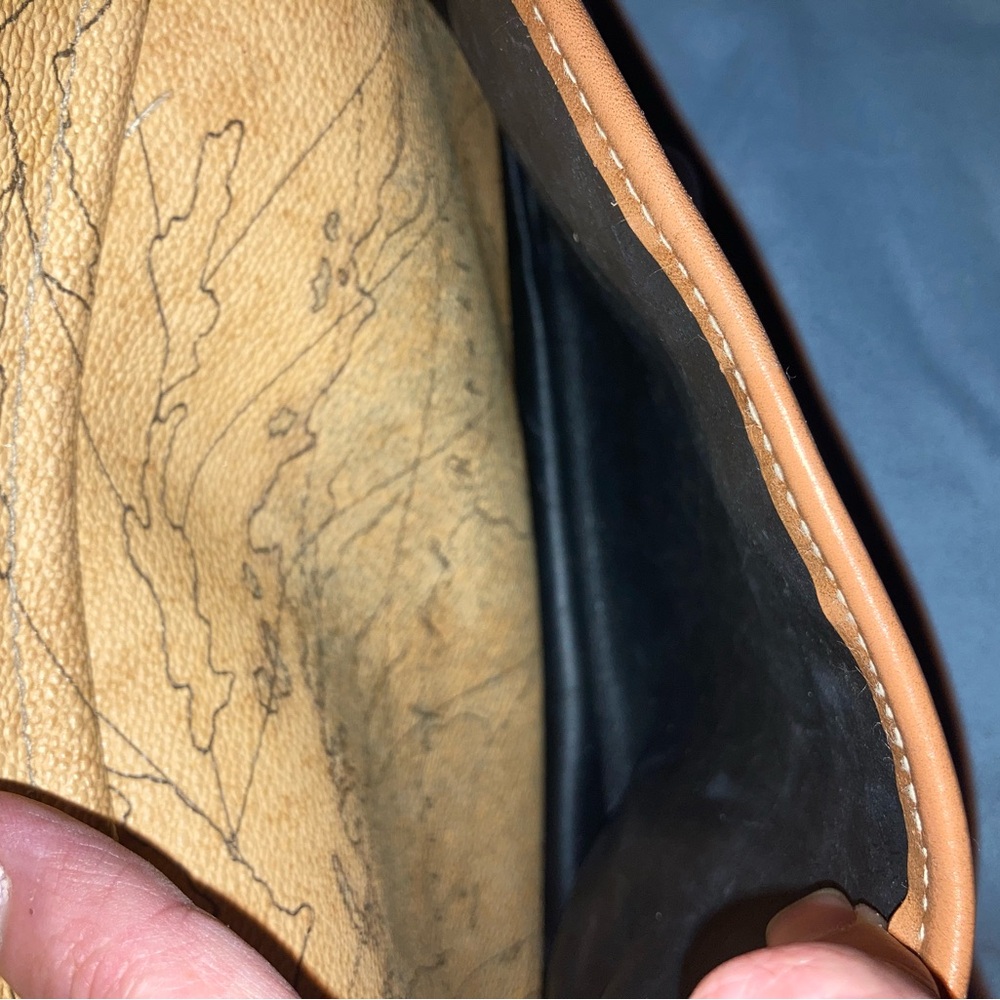 Pierre Balmain Map-Print Messenger Bag in Tan and Brown - Picture 3 of 11